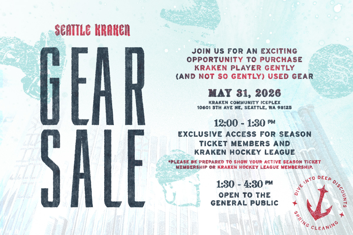 Kraken gear sale inviting you to join us on May 31 from 1:30-4:30