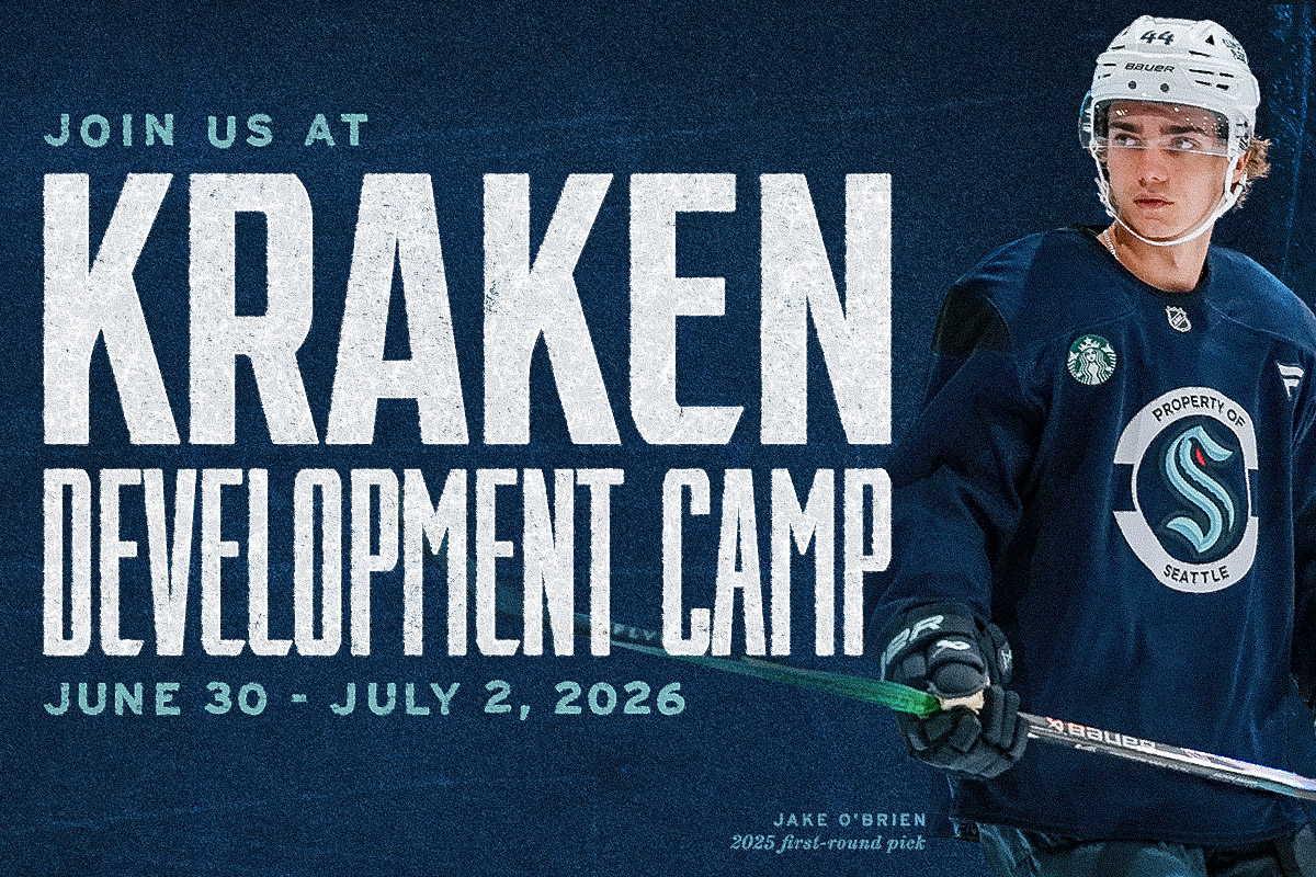 Kraken Development camp june 30 - july 2 with a photo of Jake O'Brien