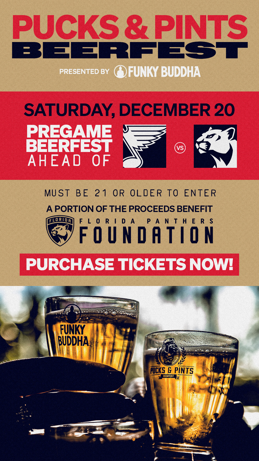 Pucks N Pints | Presented by Funky Buddha | Saturday, December 20