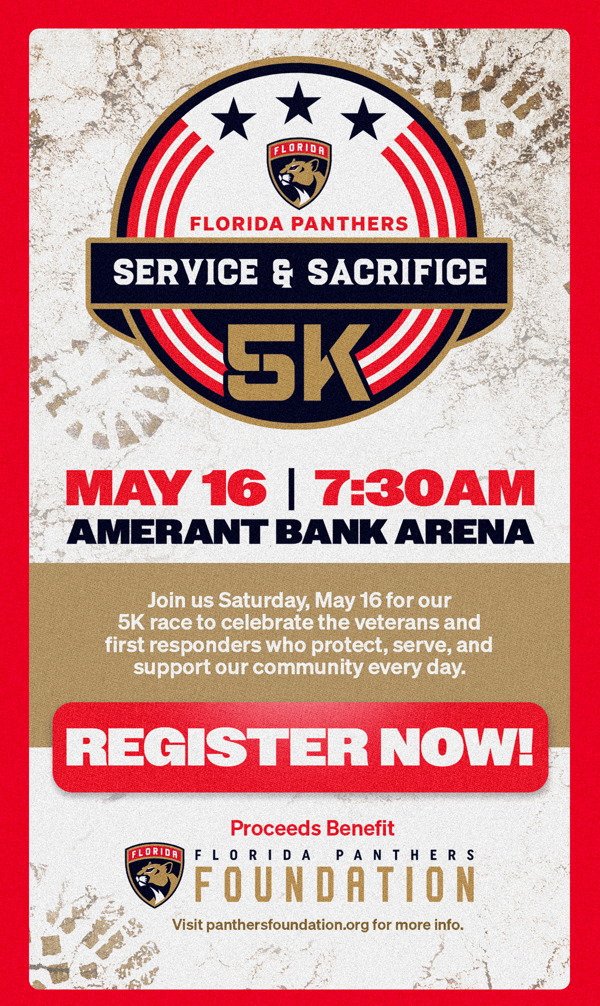 Florida Panthers Service & Sacrifice 5K on Saturday, May 16th