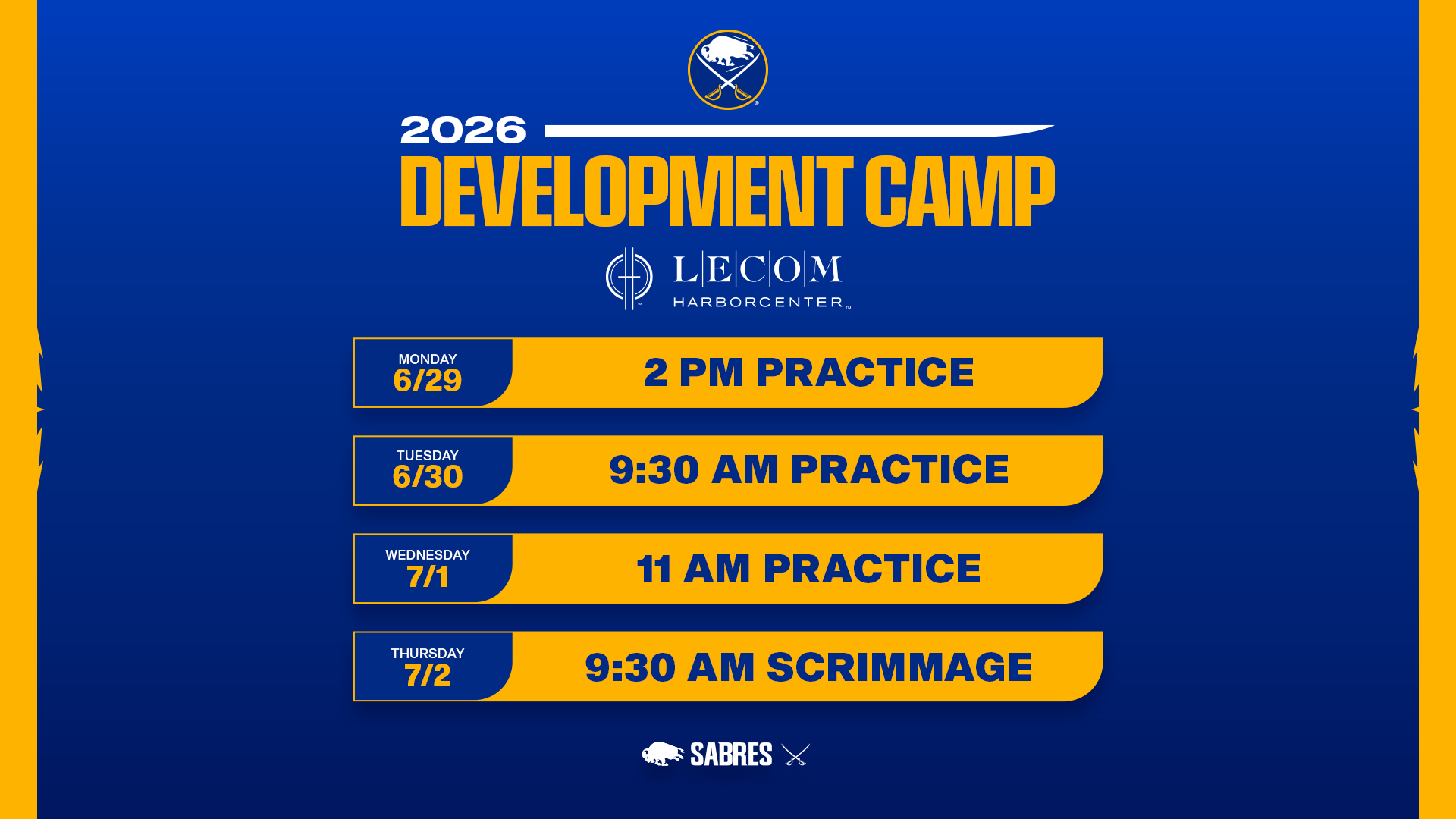 2026 Development Camp Schedule - tap to learn more