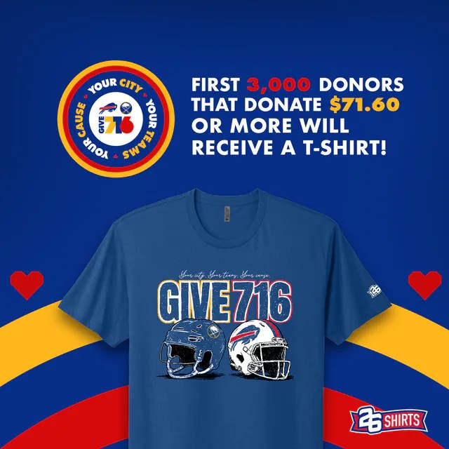 First 3,000 donors that donate $71.60 or more receive a t-shirt