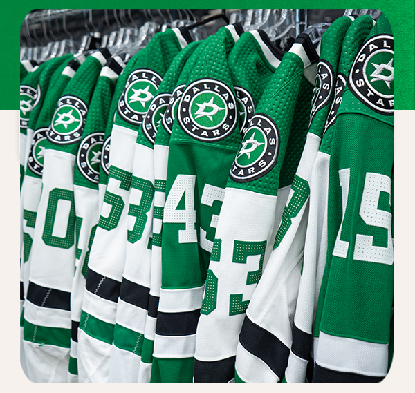 Dallas Stars jerseys on hangars