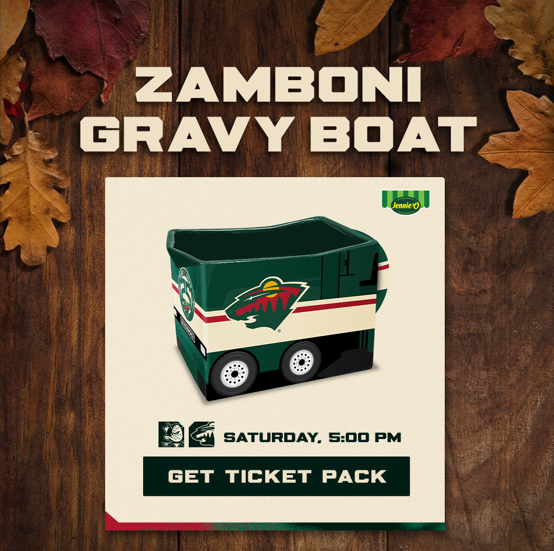 Zamboni Gravy Boat Ticket Pack. ANA vs. MIN. Saturday, November 15 at 5:00 p.m. Get Ticket Pack