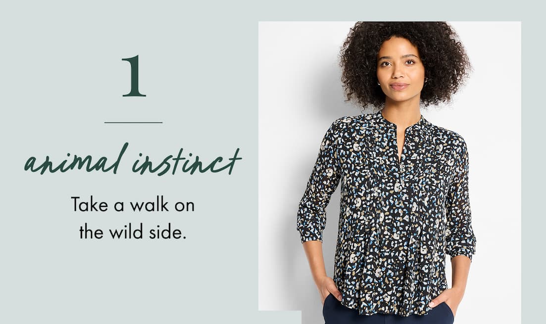 Woman wearing the Femme Cheetah Tucked Top