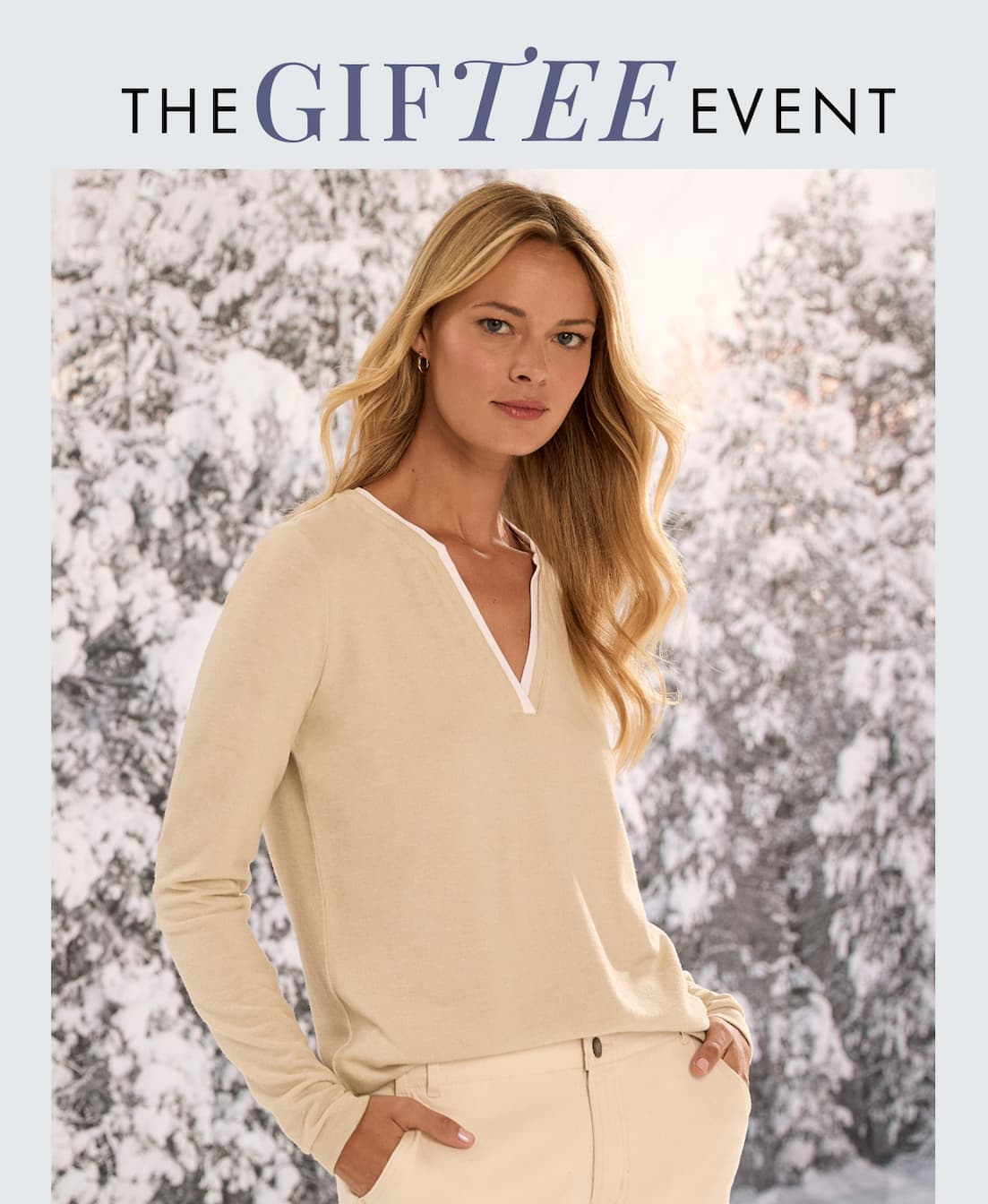 The GifTEE Event. 20% off knit tops + tees.