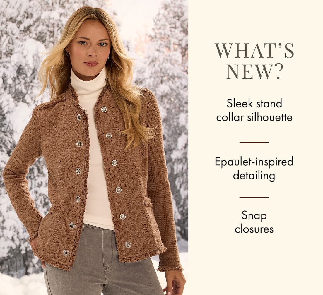 New features of the Military Fringe Mix Knit Jacket