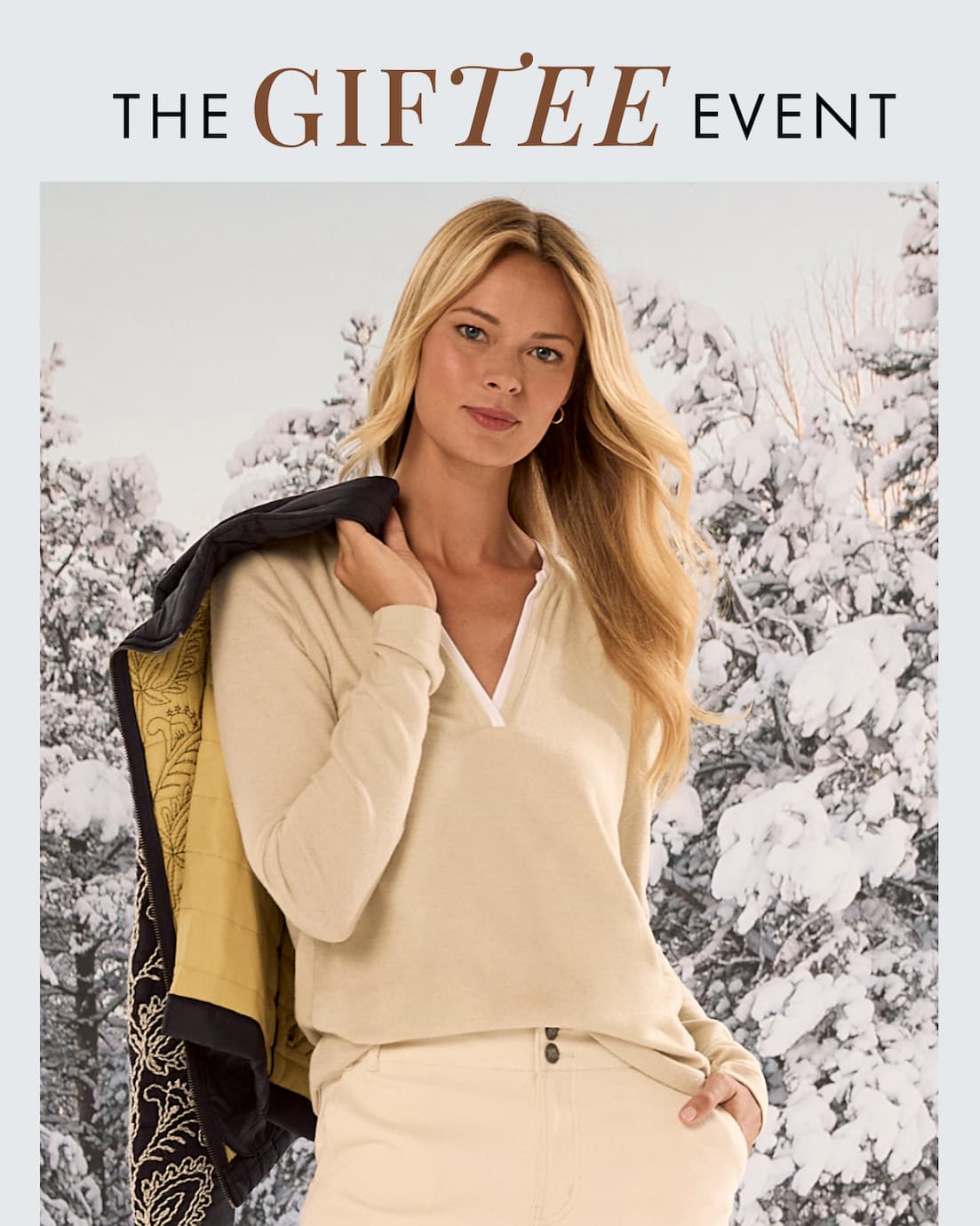 The GifTEE Event. 20% off knit tops + tees.