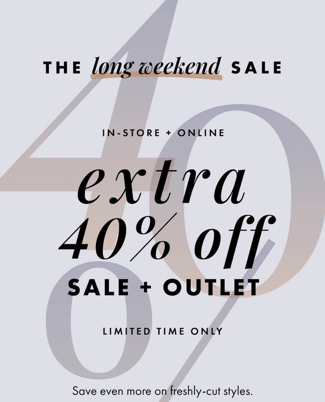Extra 40% off sale + outlet styles