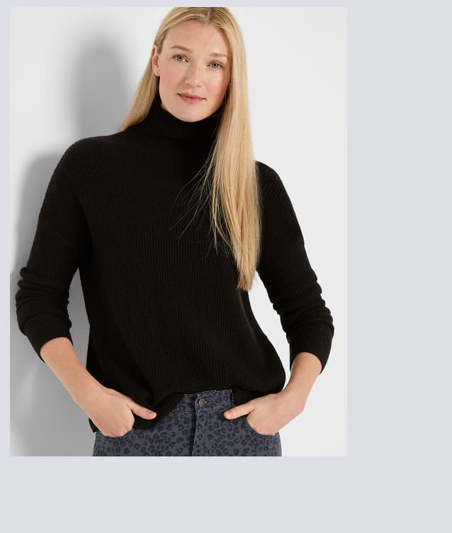 Waffle Tuck Sweater in Black Onyx