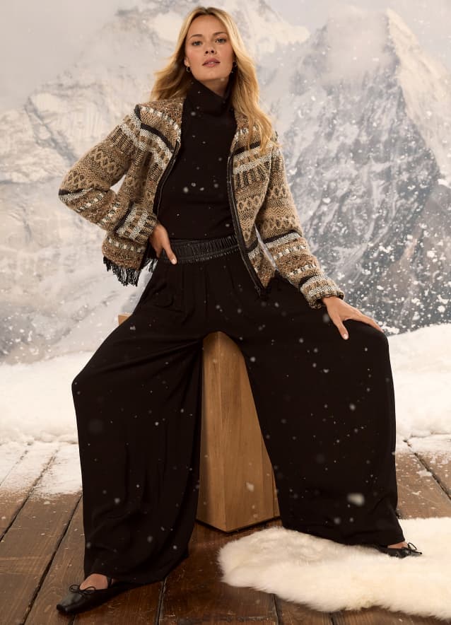 Iconic Faux Leather Waistband Palazzo Pant