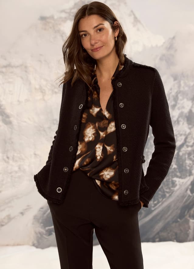 Military Fringe Mix Knit Jacket