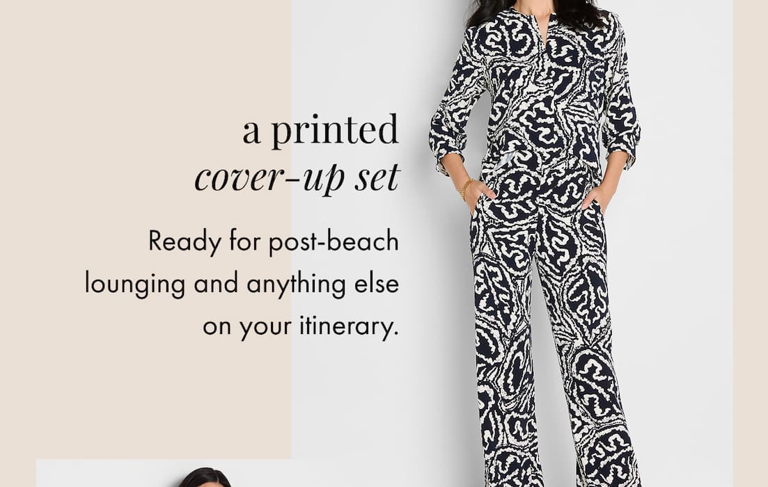 Indigo Leaf Double Crepe Top + Pant Set