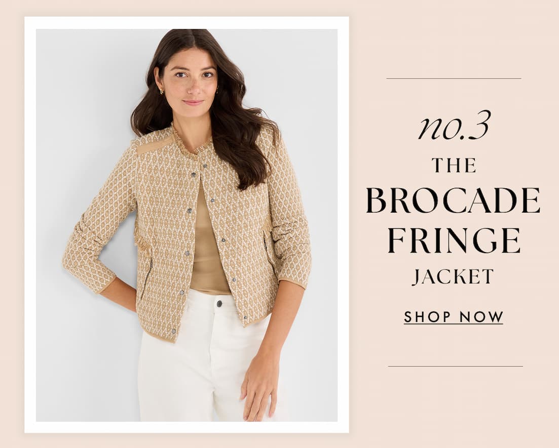 Brocade Fringe Knit Jacket in Neutral Multi