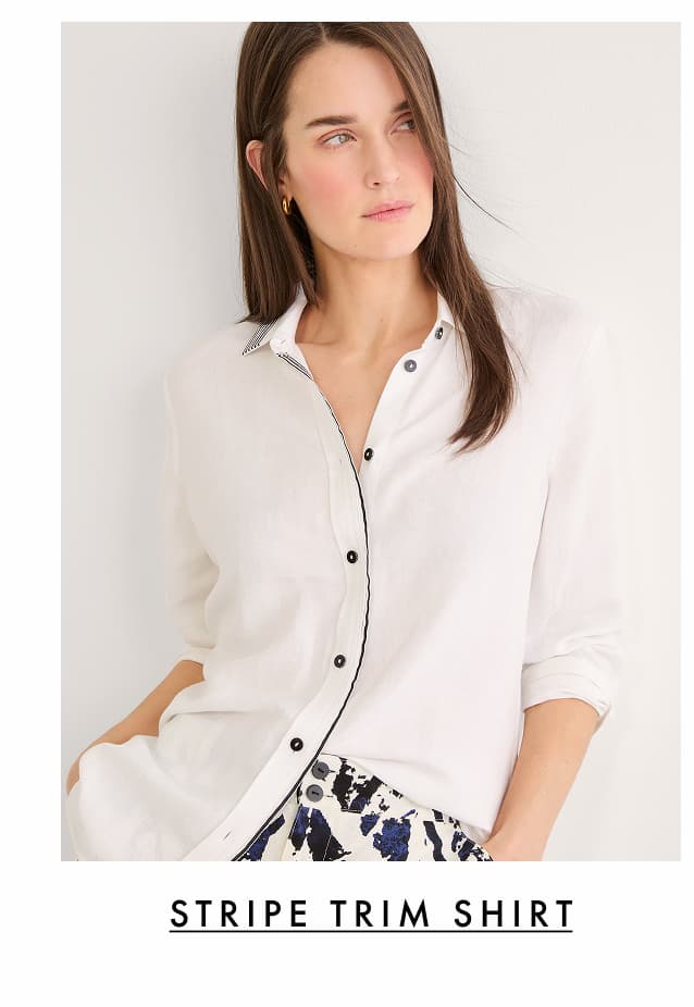 Stripe Trim Linen Shirt