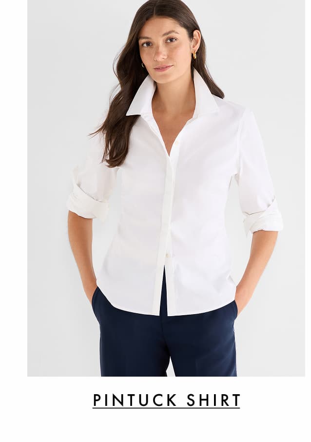Pintuck Stretch Cotton Shirt