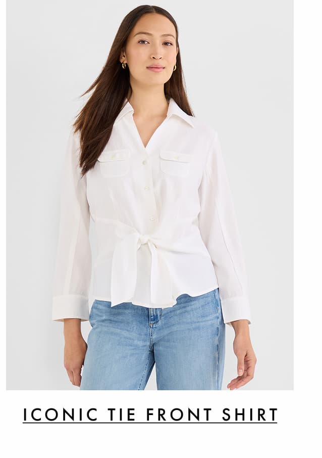 Iconic Tie Front Shirt in Paper White