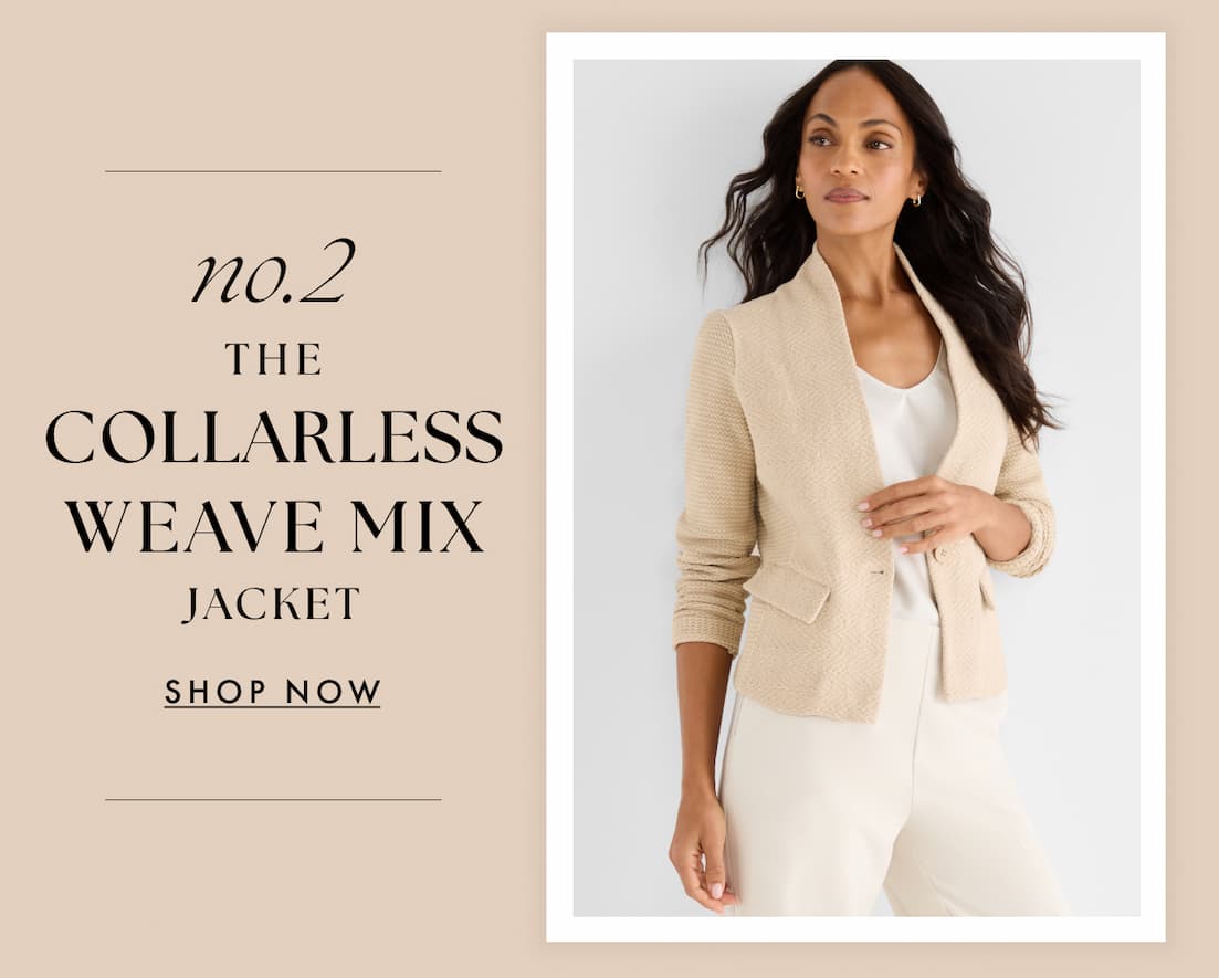 No.2 the weave mix collarless knit jacket.