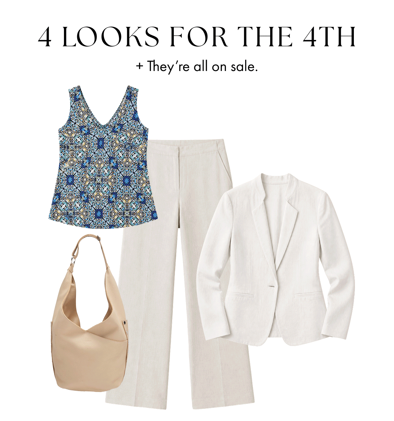 4 looks for the 4th. + They're all on sale. 4 different matching sets display.