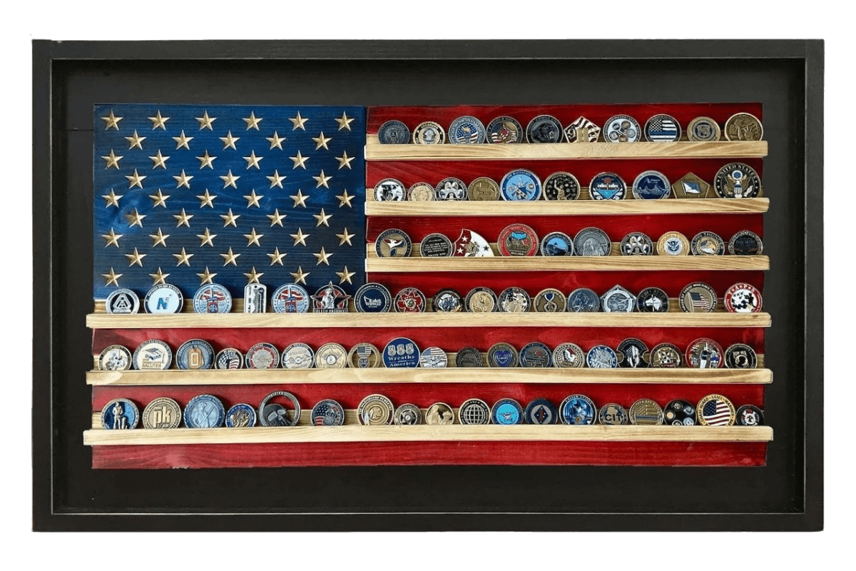 Flags of Valor Challenge Coin Display