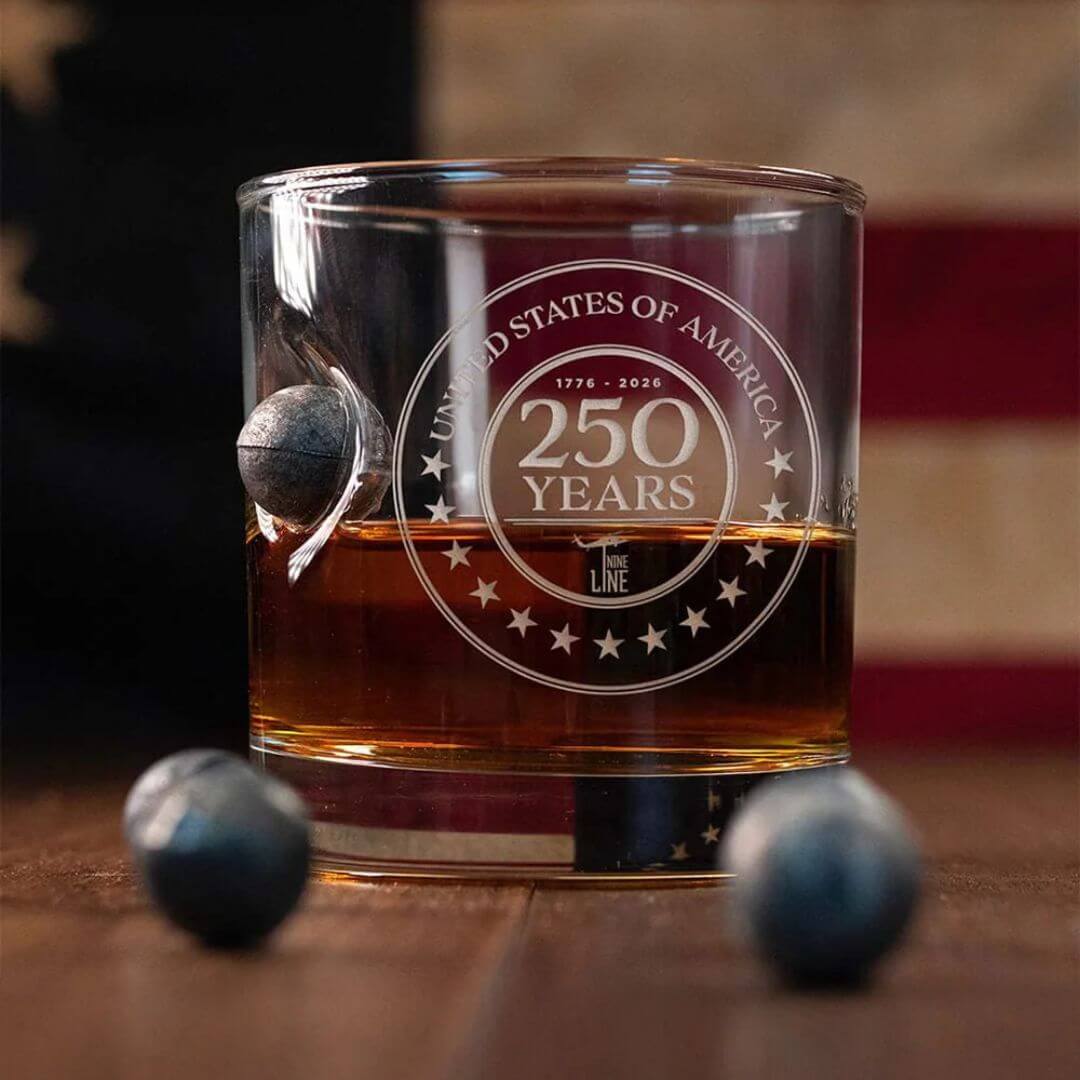 250th Anniversary American Made Musket Ball Whiskey Glass