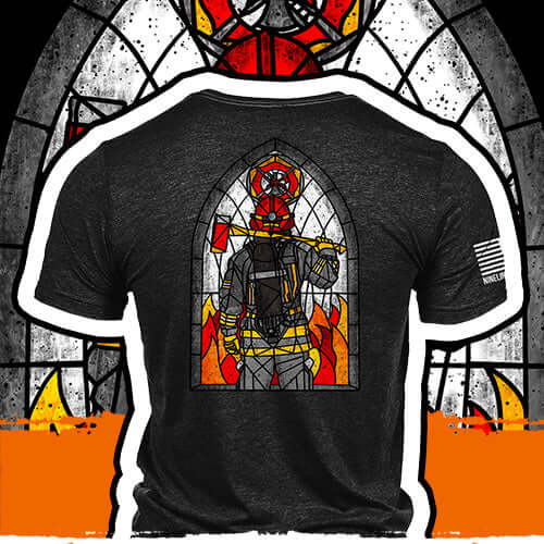 Stained Glass Firefighter - T-Shirt