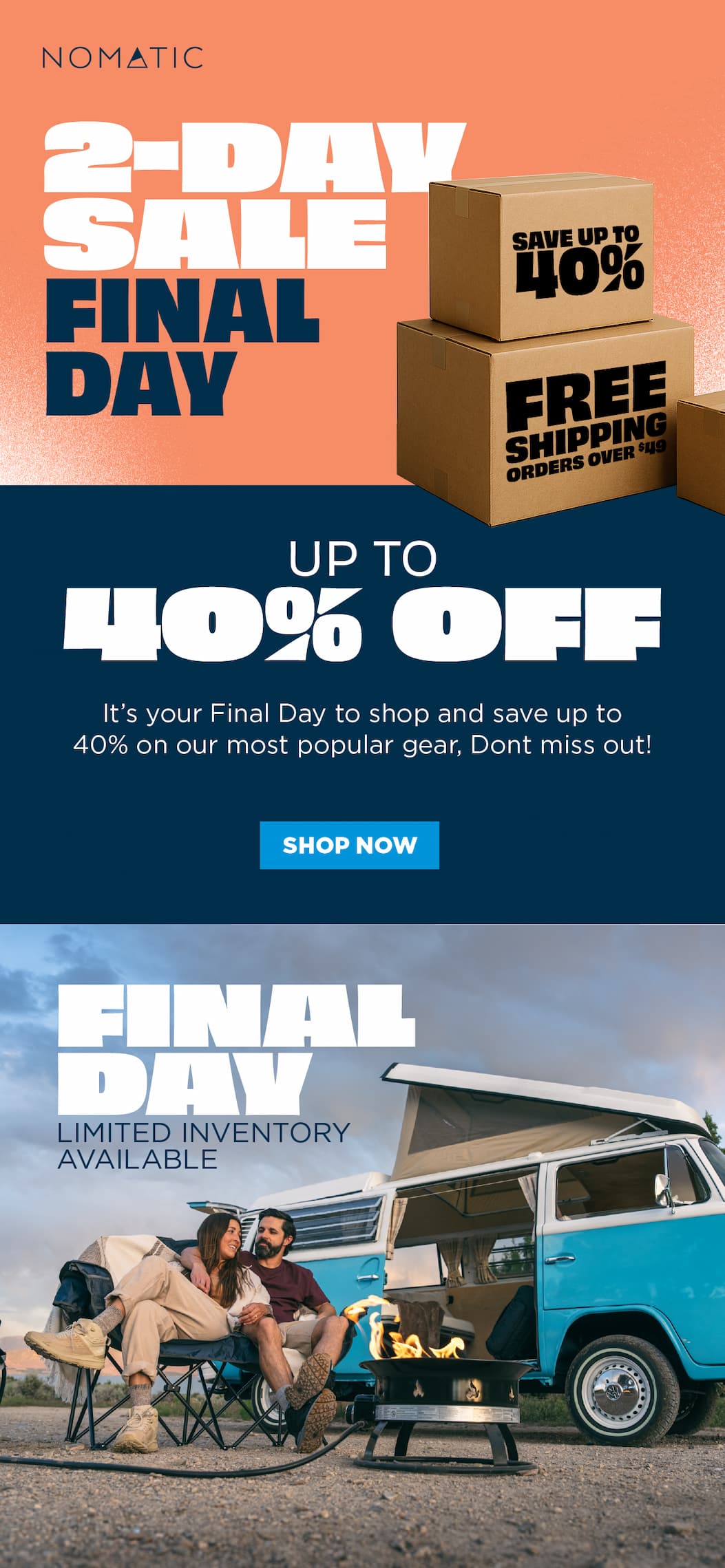 Shop the 2-Day Sale before it’s gone. Up to 40% off bags, luggage, and apparel + free shipping on orders $49+.