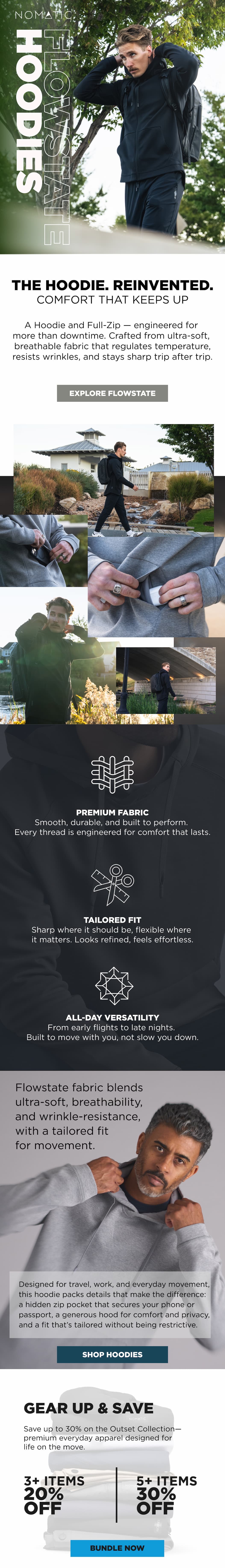 Introducing the Flowstate Hoodie. Comfort that keeps up.