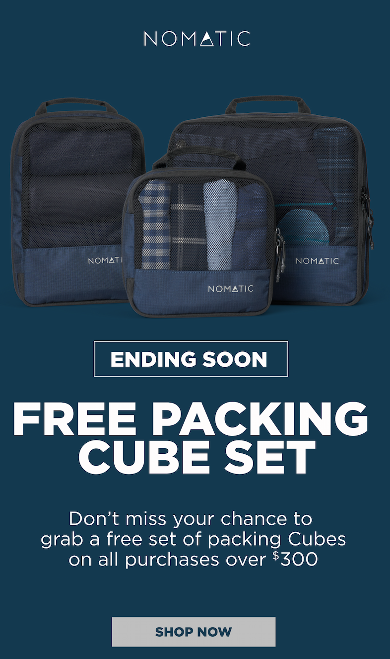 Free packing cube gift with purchase on orders over $300
