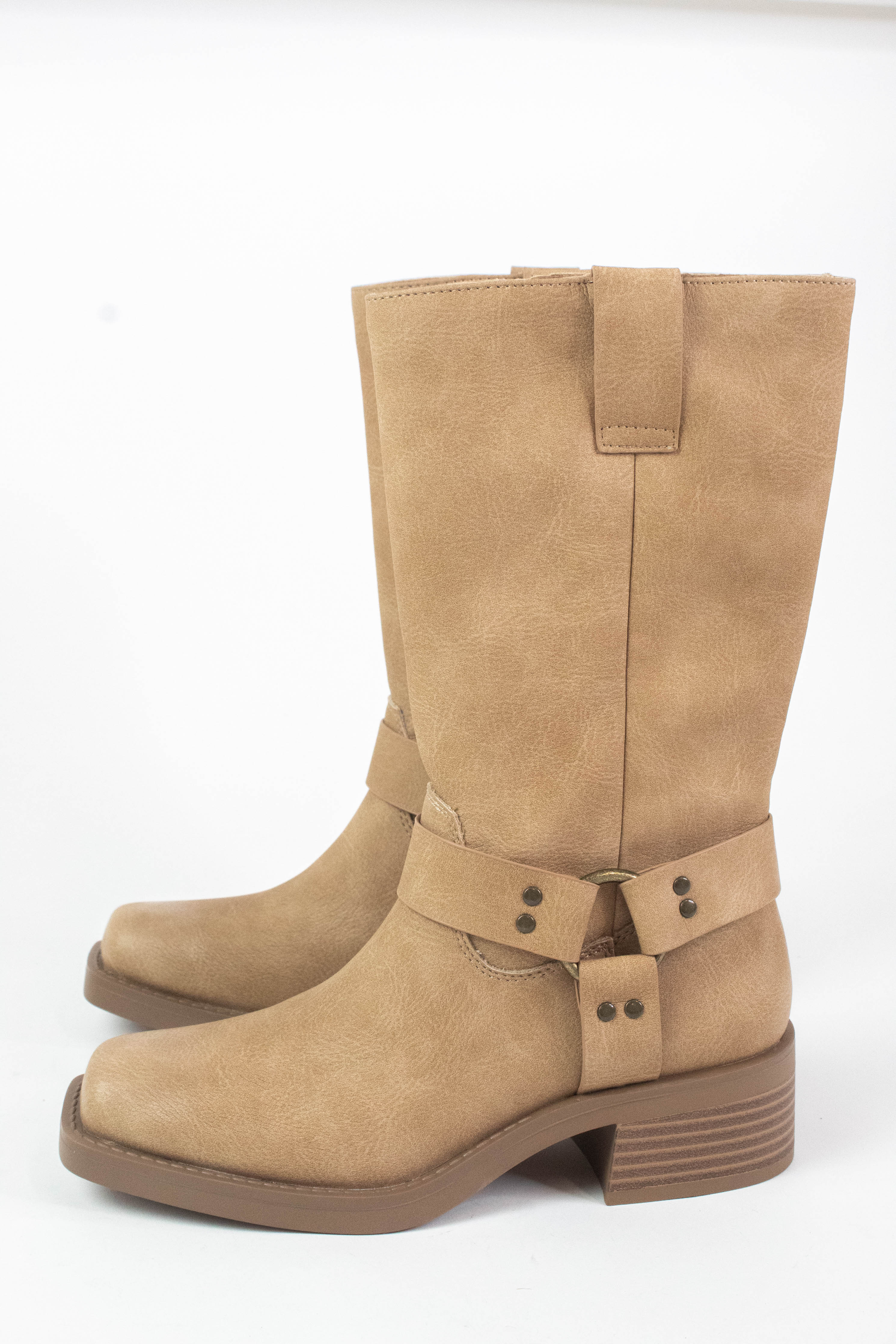 Image of Autumn Mid Calf Moto Boot, Natural | Coconuts by Matisse