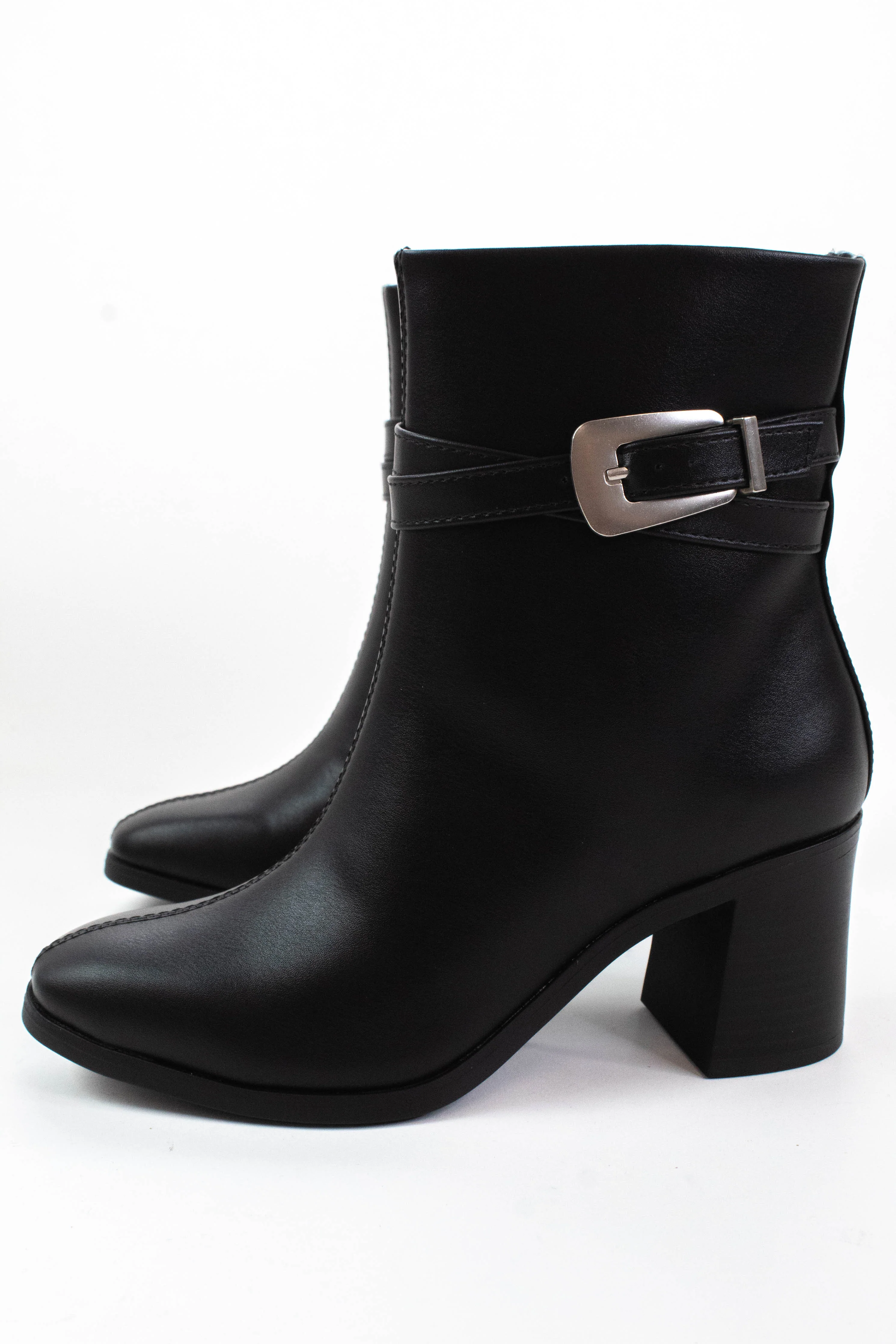 Image of Timmy Wrapped Buckle Dress Bootie, Black PU