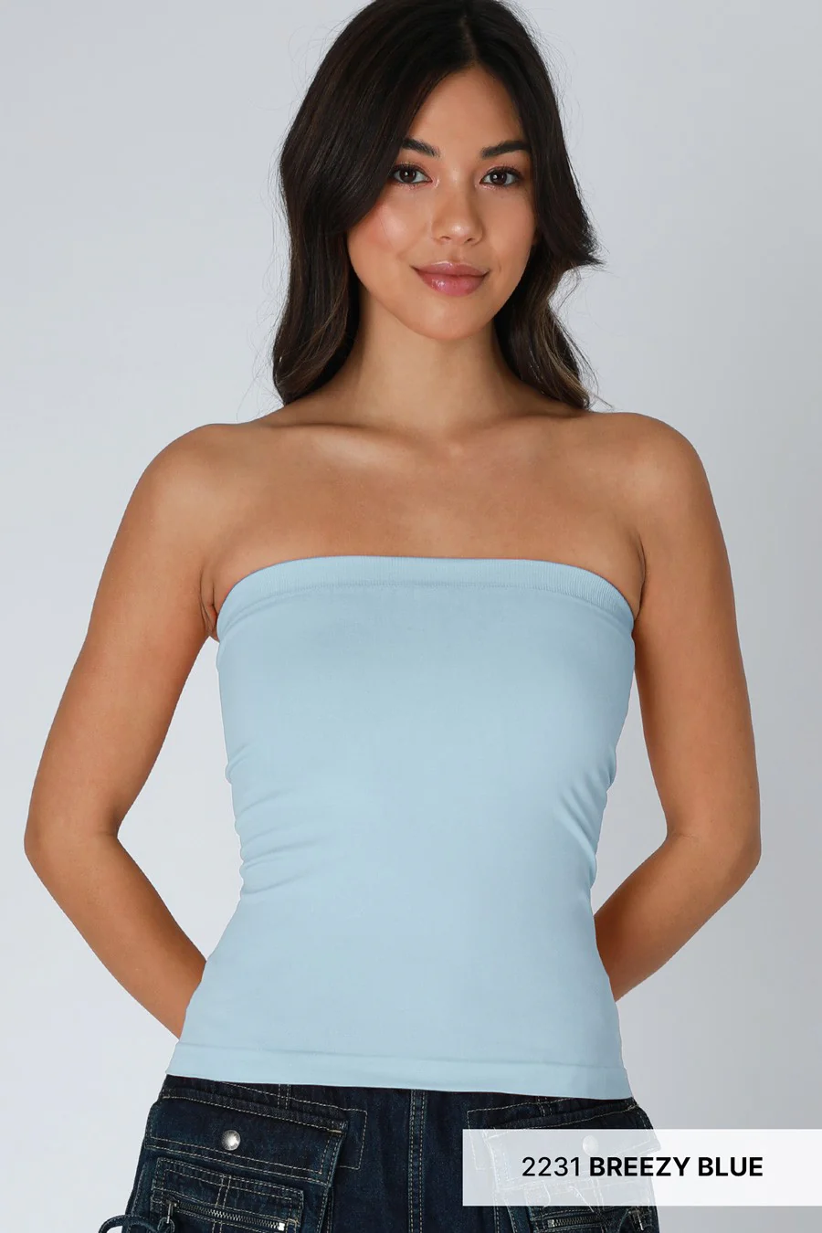 Image of Mazie Two Layer Tube Top, Breezy Blue