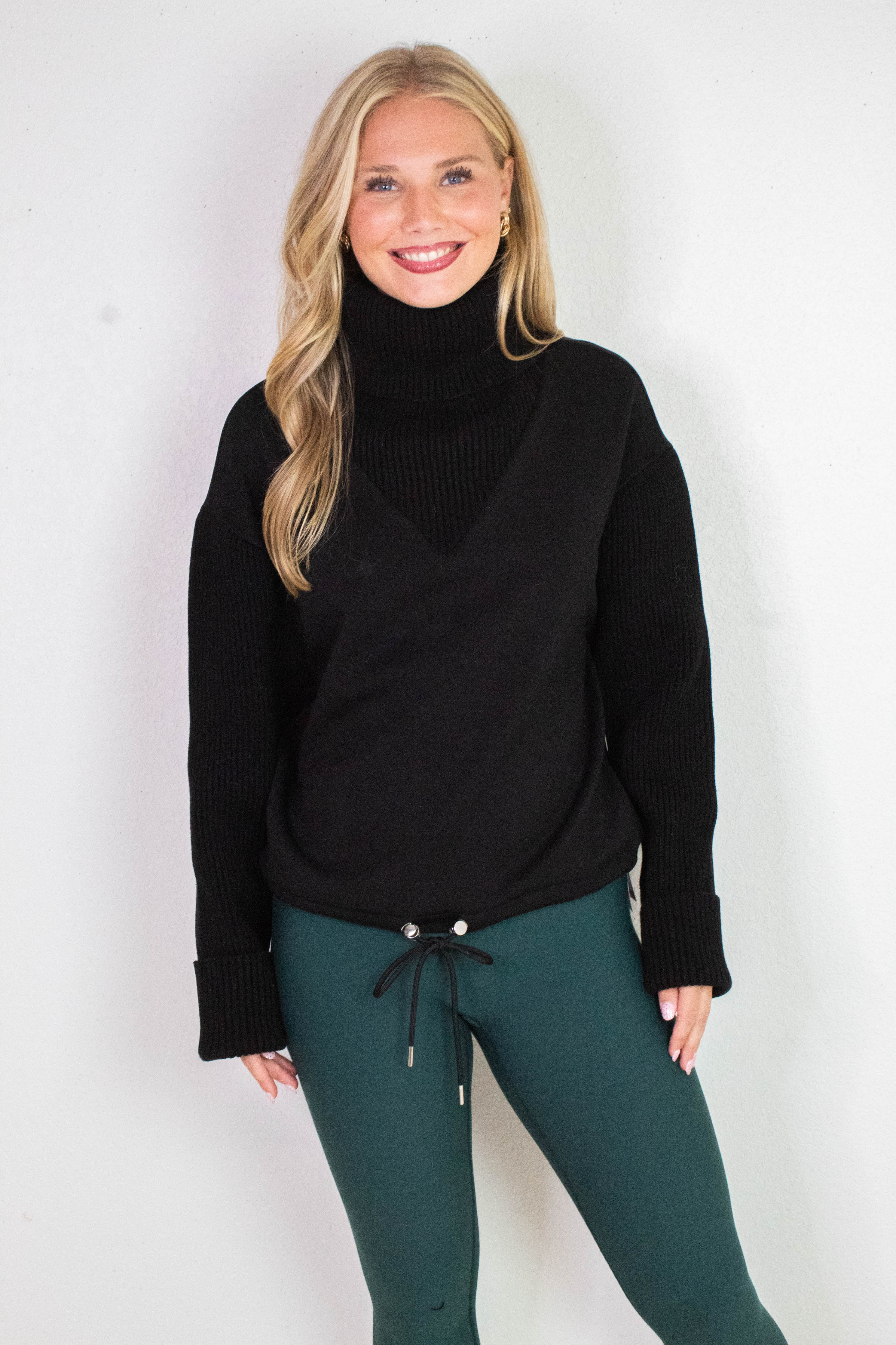 Image of Jovie Soft Knit Ribbed Detail Sweater, Black | RD Style