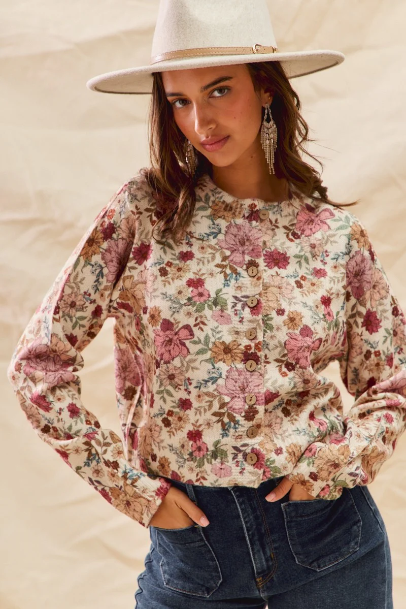 Image of Masie Sweater Cardigan, Clay Rose
