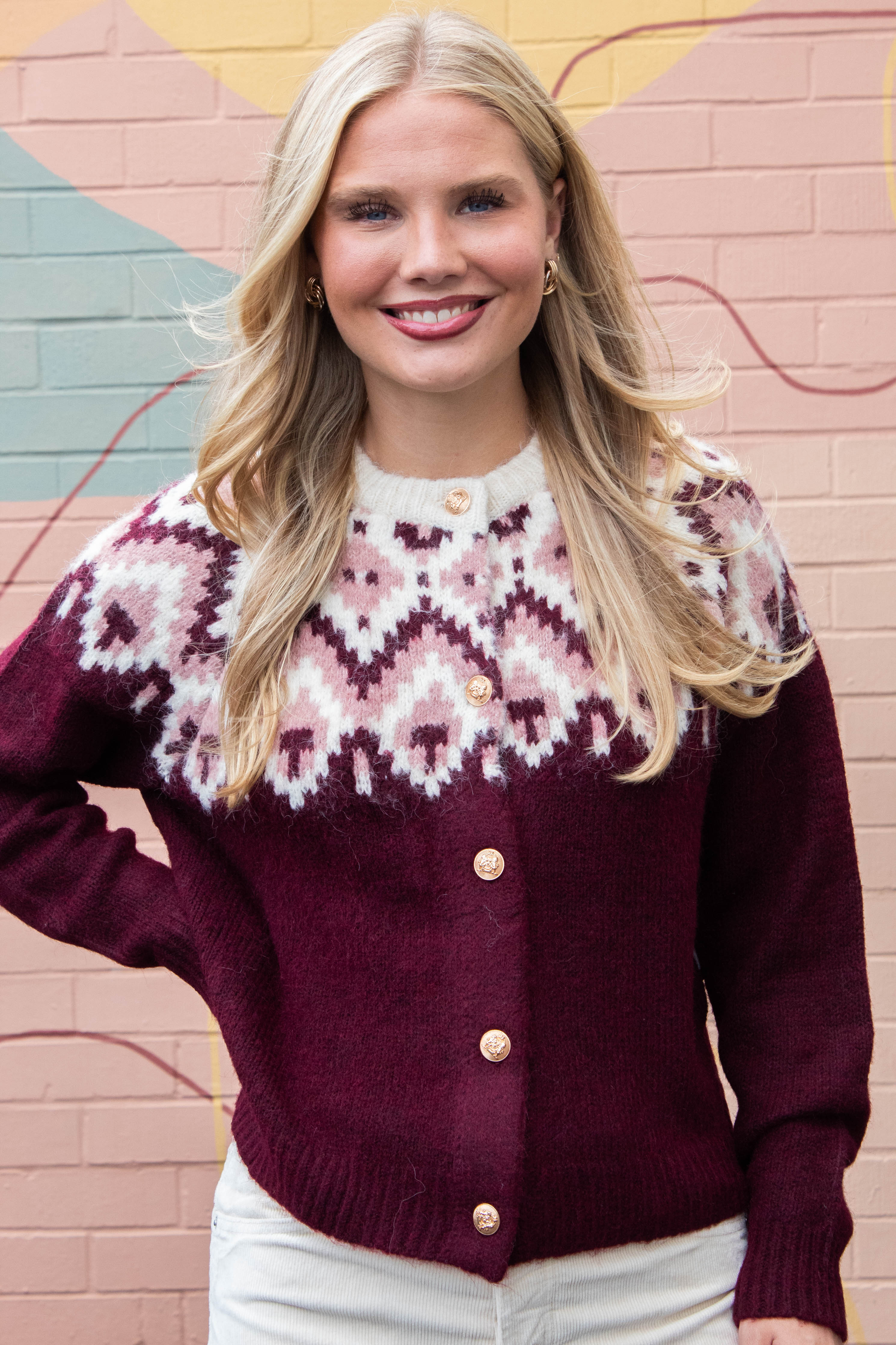 Image of Cornelia Raglan Sleeve Cardigan, Burgundy | RD Style