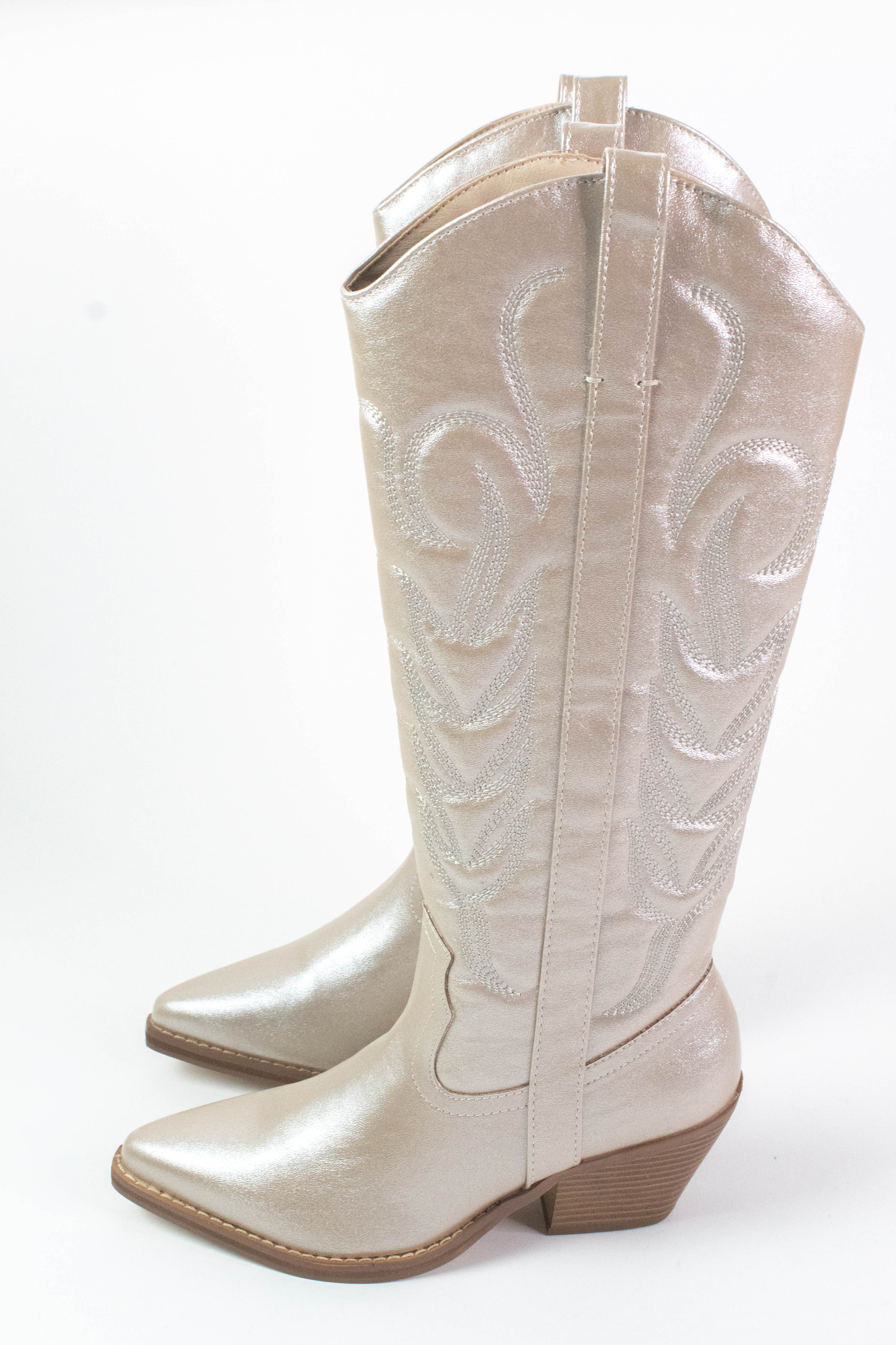 Image of Dixie Metallic Tall Cowboy Boot, Platino | Coconuts by Matisse