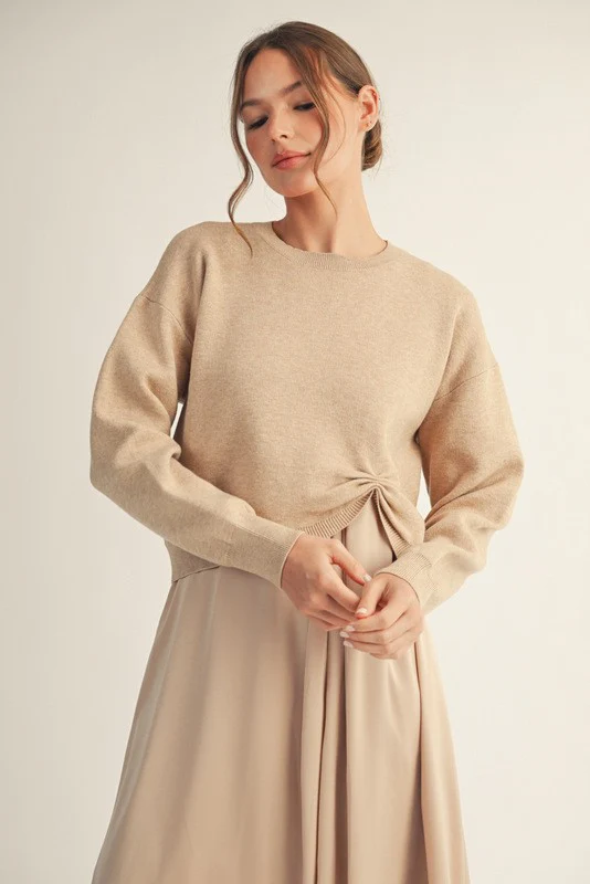 Image of Sarah Grace Crew Neck Sweater, Champagne