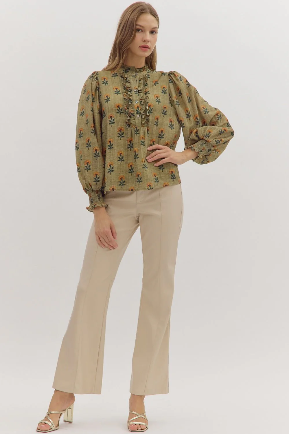 Image of Sadie Floral Blouse, Olive