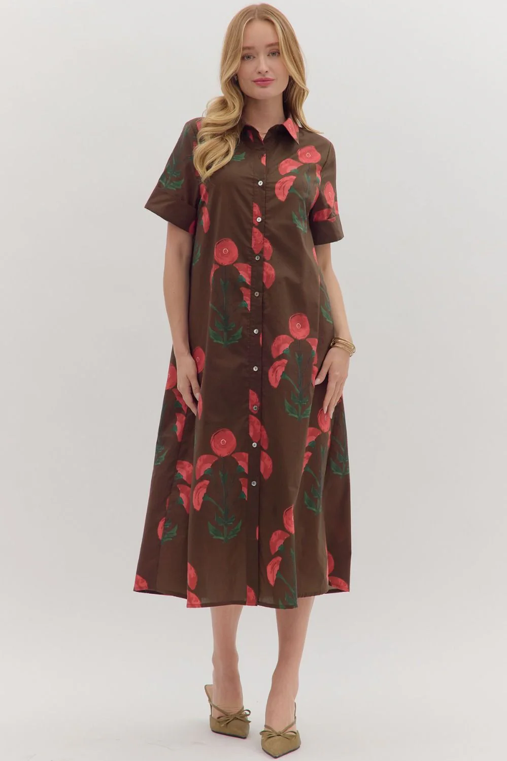 Image of Beatrice Shirt Dress, Brown