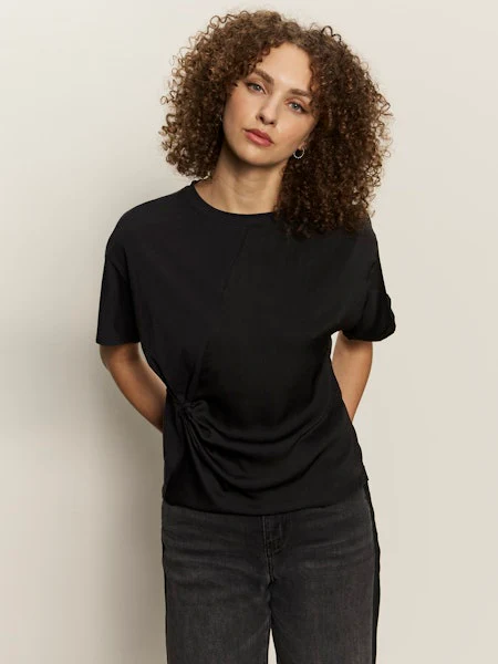Image of Satin Mix Tee, Black | Sanctuary