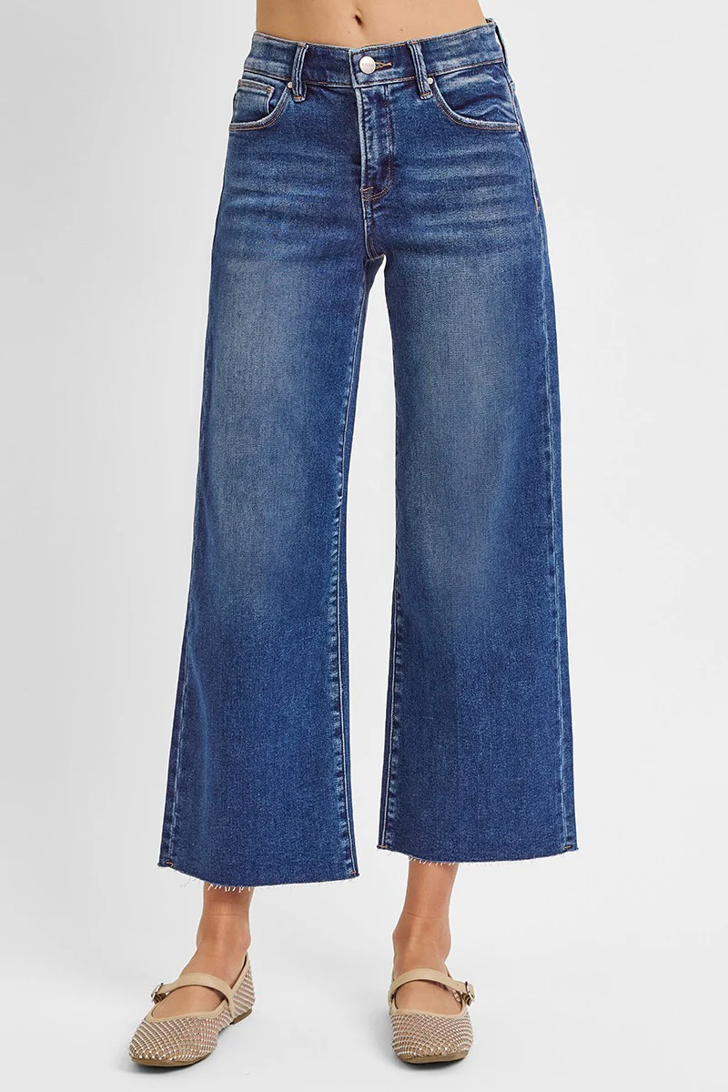 Image of Cait Mid Rise Crop Wide Jean, Dark