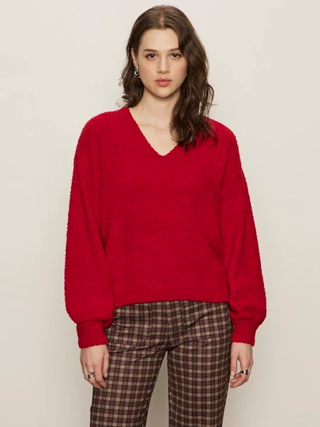 Image of Teddy Vneck Sweater, Cherry Lacquer | Sanctuary