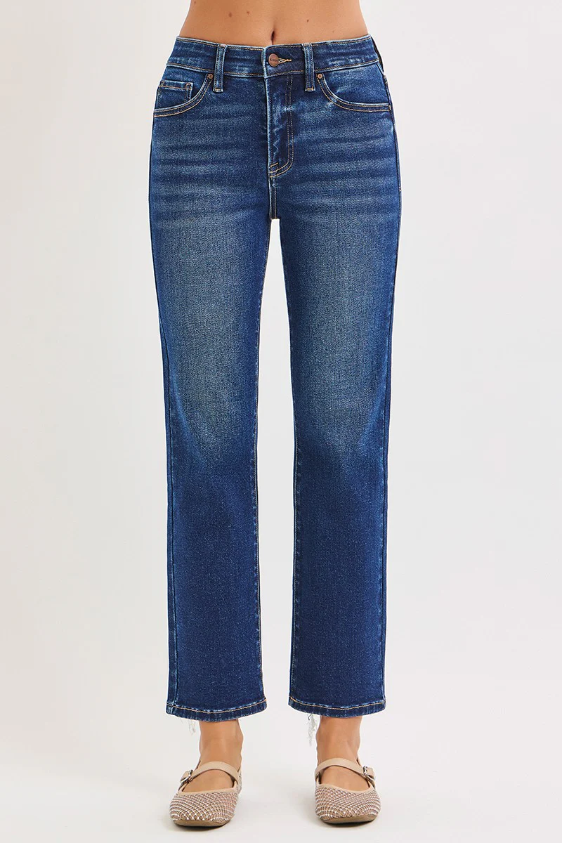 Image of Benton High Rise Crop Straight Jean, Dark