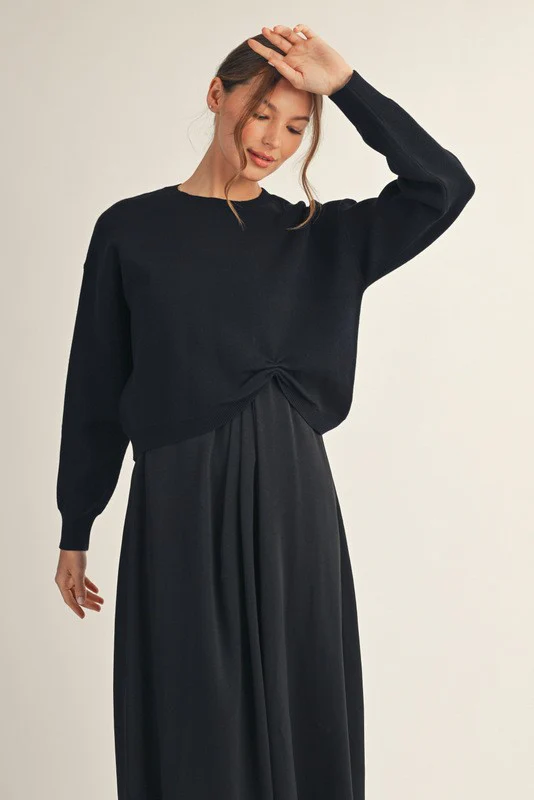 Image of Sarah Grace Crew Neck Sweater, Black