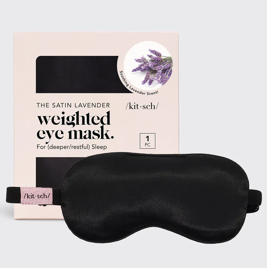Image of The Lavender Weighted Satin Eye Mask, Black | Kitsch