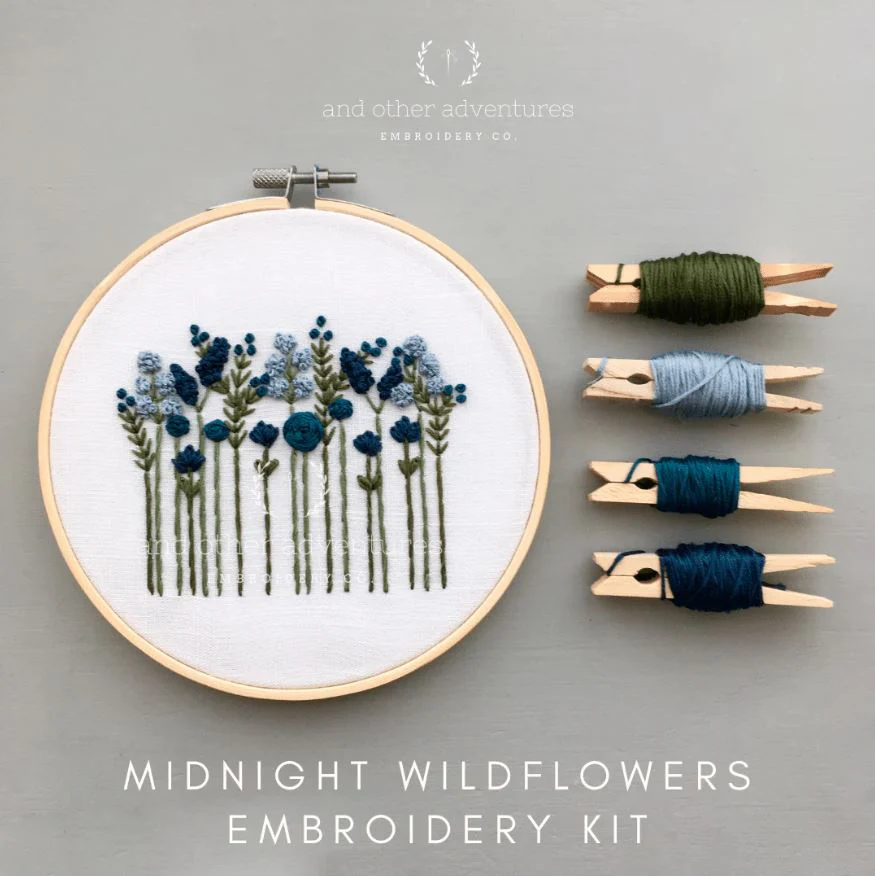 Image of Beginner Embroidery Kit, Midnight Flowers