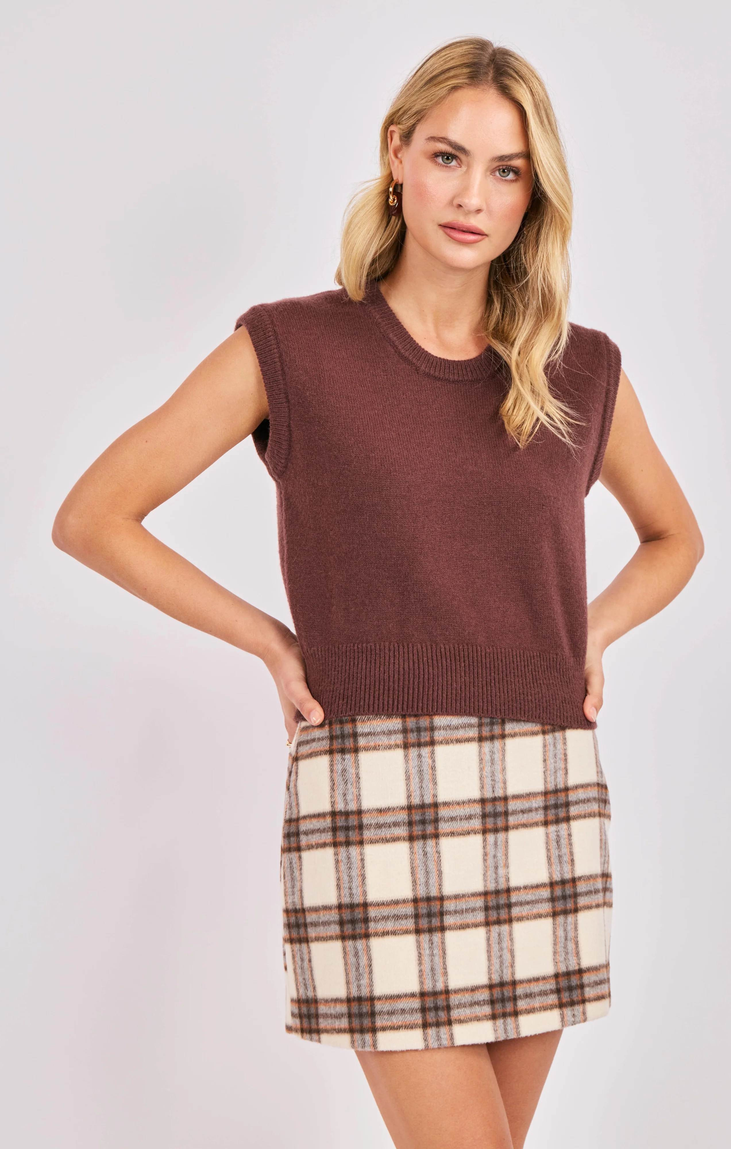 Image of Giselle Sweater Vest, Brown | Sadie & Sage