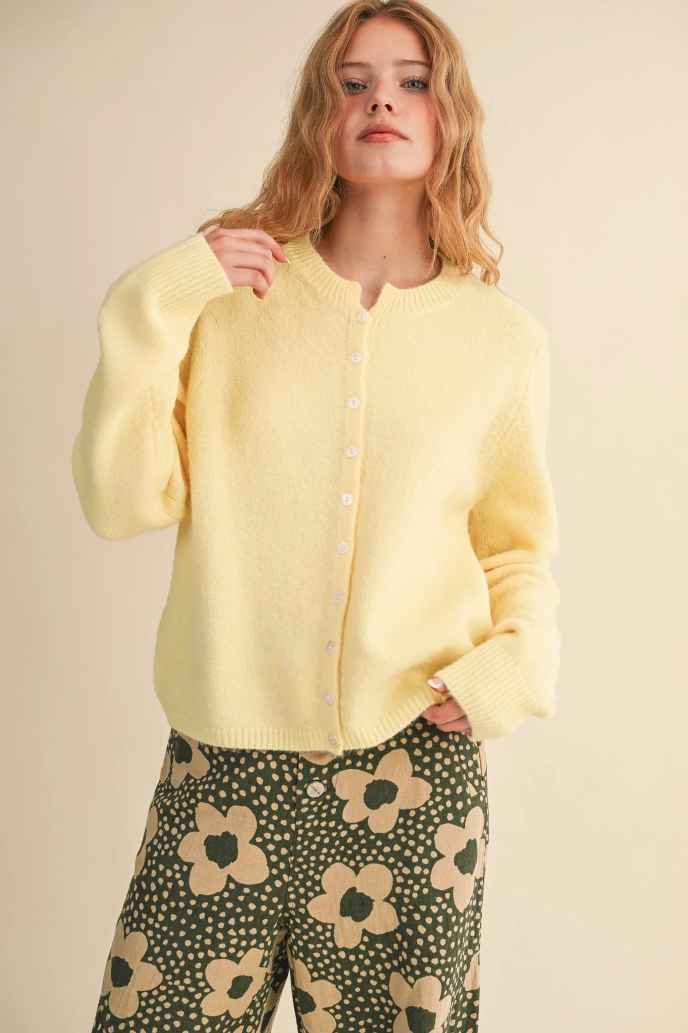 Image of Bethany Marled Knit Cardigan, Butterscotch