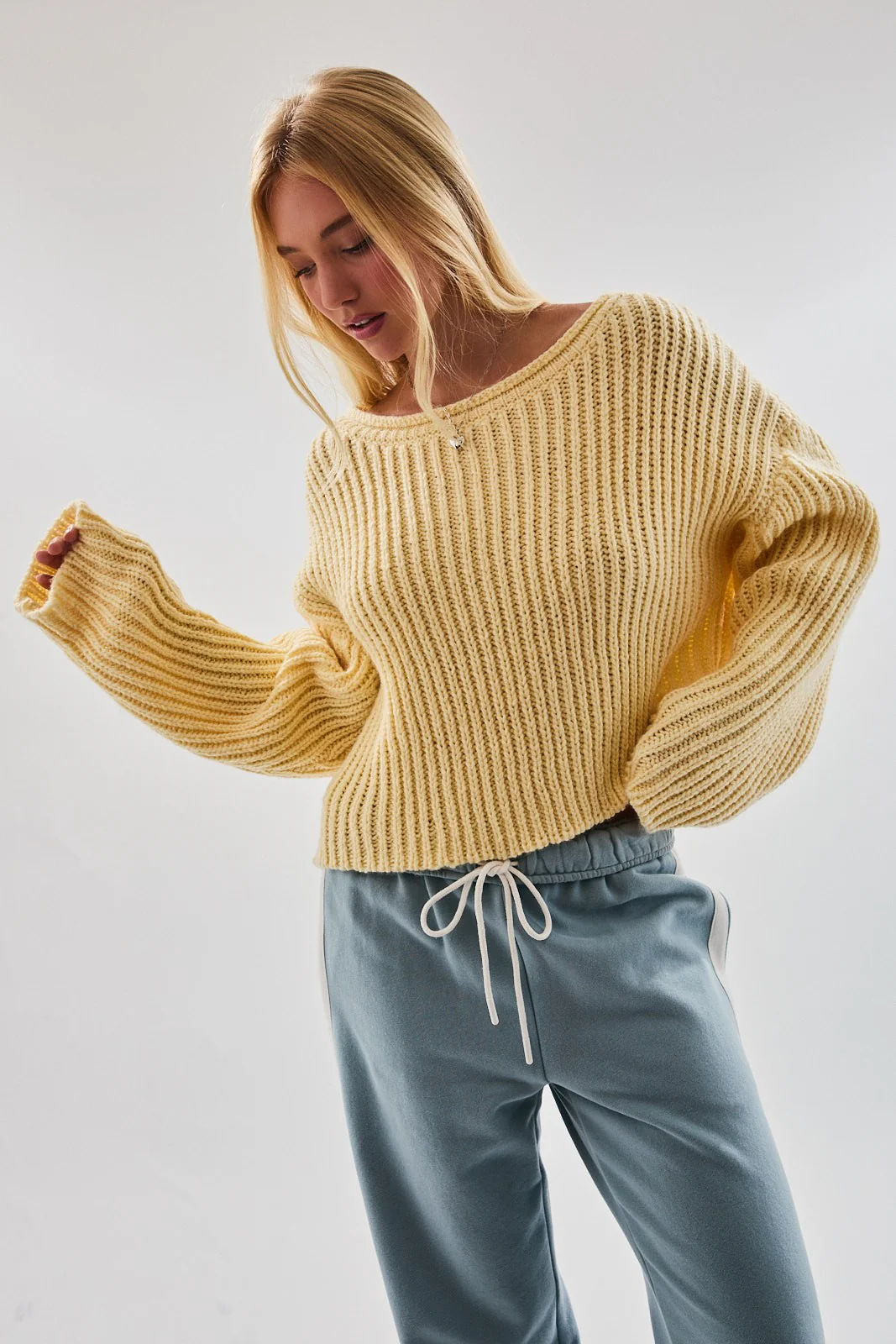 Image of Waverly Cropped Sweater in Light Yellow