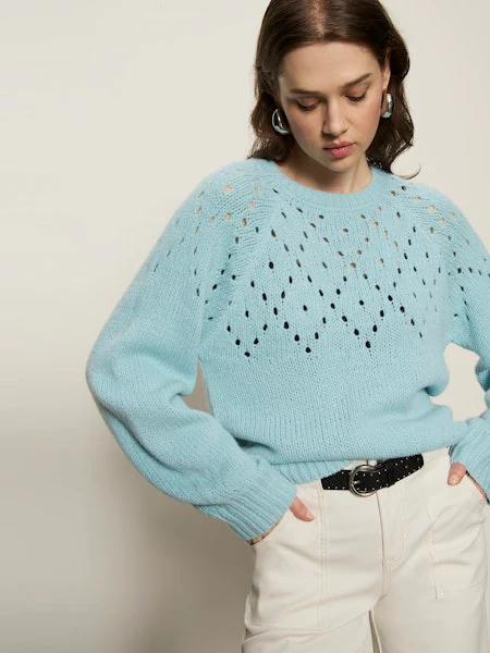 Image of Femme Openwork Sweater, Aquamarine | Sanctuary